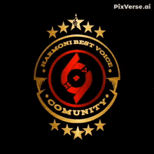 a circle of fire with five stars around it and a treble clef