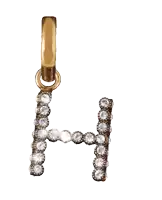 a gold letter h pendant with diamonds on it