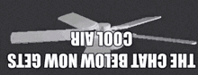a ceiling fan with the words cool air below now gets