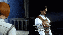 a woman in a video game says goodness i 'm well