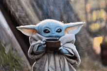 Baby Yoda The Mandalorian GIF - Baby Yoda The Mandalorian Sip GIFs