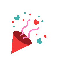 a red cone with hearts coming out of it on a white background