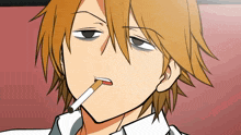 a cartoon character has a cigarette in his mouth and looks tired
