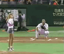 baseball pitch throw fail girl