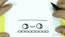 a person is drawing a monster on a piece of paper that says draw cute things on it
