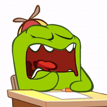 yawning om nom cut the rope tired exhausted