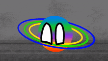 a cartoon character is standing in a rainbow colored circle ..