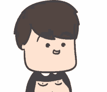 a cartoon drawing of a boy with his eyes closed and a smile on his face