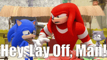 sonic the hedgehog and knuckles the echidna are standing next to each other