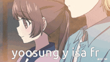 a drawing of a boy and a girl with the words yoosung y isa fr on the bottom