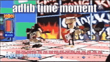 a cartoon scene with the words adlib time moment written on it