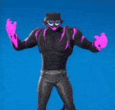 a man in a cat costume is standing in front of a blue sky