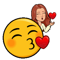a cartoon woman is blowing a kiss to a smiley face with the number 3 on it