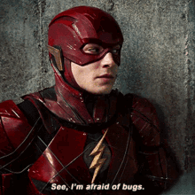 justice league the flash see im afraid of bugs afraid of bugs fear of insects