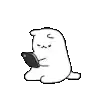 a black and white cartoon of a cat sitting down looking at a cell phone .