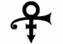 a black and white symbol with an arrow and a circle .