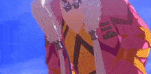 a close up of a person holding a sword