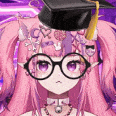 a girl wearing glasses and a graduation cap