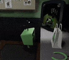 a computer screen displays a video game with a score of 1 to 0