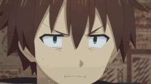 a close up of a cartoon character 's face with a serious look on his face