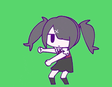 a cartoon girl with pigtails and a cross on her forehead