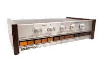 a very old atari video music amplifier with many buttons