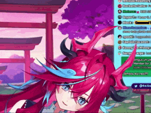 a screenshot of a video game with a girl with red hair