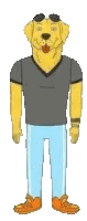 a cartoon of a man with a dog 's head wearing sunglasses .