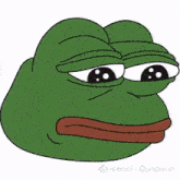 a frog with a sad look on his face