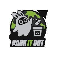 a sticker that says pack it out with a rabbit