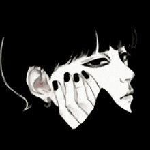 a black and white drawing of a woman with chinese writing on the bottom right