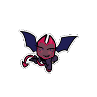 a cartoon drawing of a devil with wings and a tail .