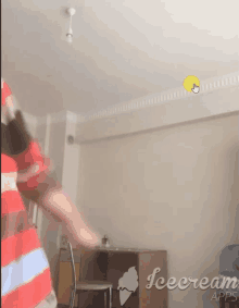 a screenshot of an icecream app shows a person jumping in the air