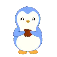 a blue and white penguin with the word penguin on its chest