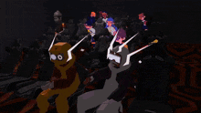 a group of cartoon characters are sitting in a theater with one wearing a helmet that says jmt