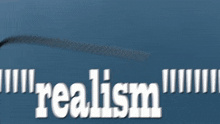 a blue background with the word realism written in white