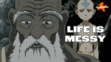 an advertisement for nickelodeon shows a man with a beard and the words life is messy below him