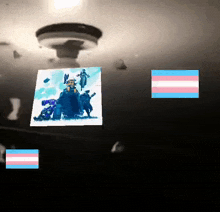 a picture of a group of soldiers is surrounded by transgender flags
