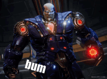 a robot with the word boom written on his chest