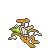 a pixel art illustration of a cartoon character sitting on a ladder .