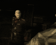 a man in a military uniform says that was fun in a dark room