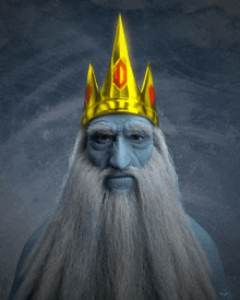 a man with a beard wearing a crown with a diamond on it