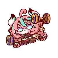 a cartoon of a girl with a dumbbell in her hand