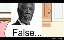 a picture of a man with a beard and the word false below him