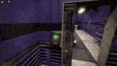 a screenshot of a video game shows a room with a purple wall