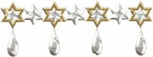 a row of stars with tears hanging from them