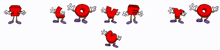 a cartoon drawing of a red object with arms and legs that says love