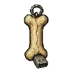a pixel art illustration of a bone shaped keychain with a usb stick attached to it .