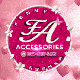 a logo for fenny accessories with a phone number