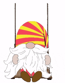 animated gnome on swing swinging gnome